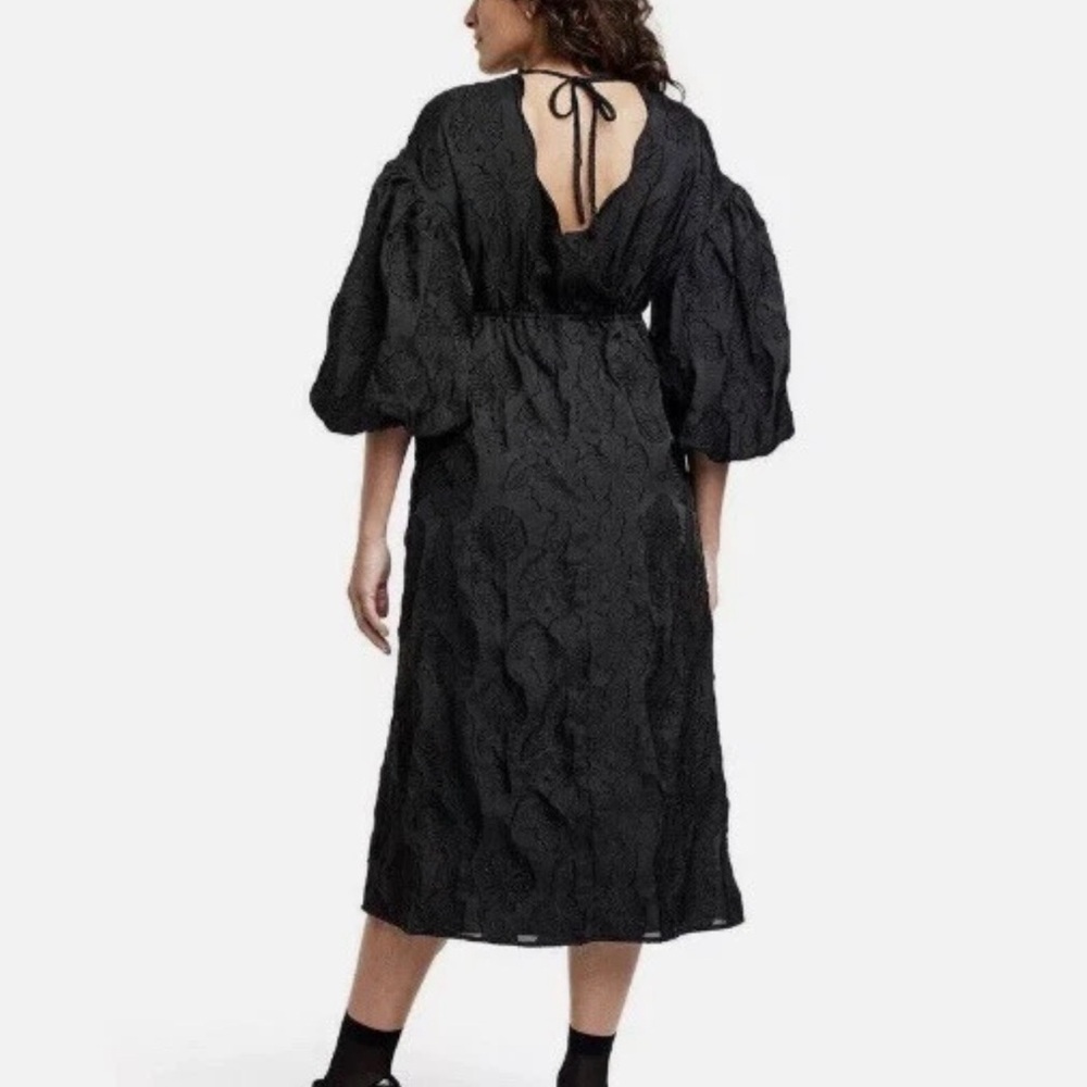 NWT Kika Vargas for Target Puff Sleeve Black Midi Dress M - Picture 2 of 6